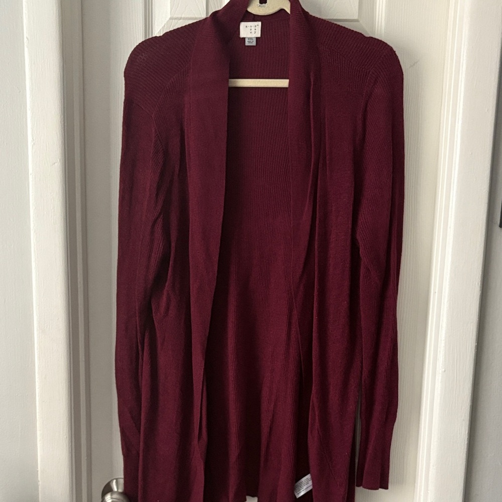 Women's Merona ribbed cocoon Burgundy long Sweater cardigan XXL